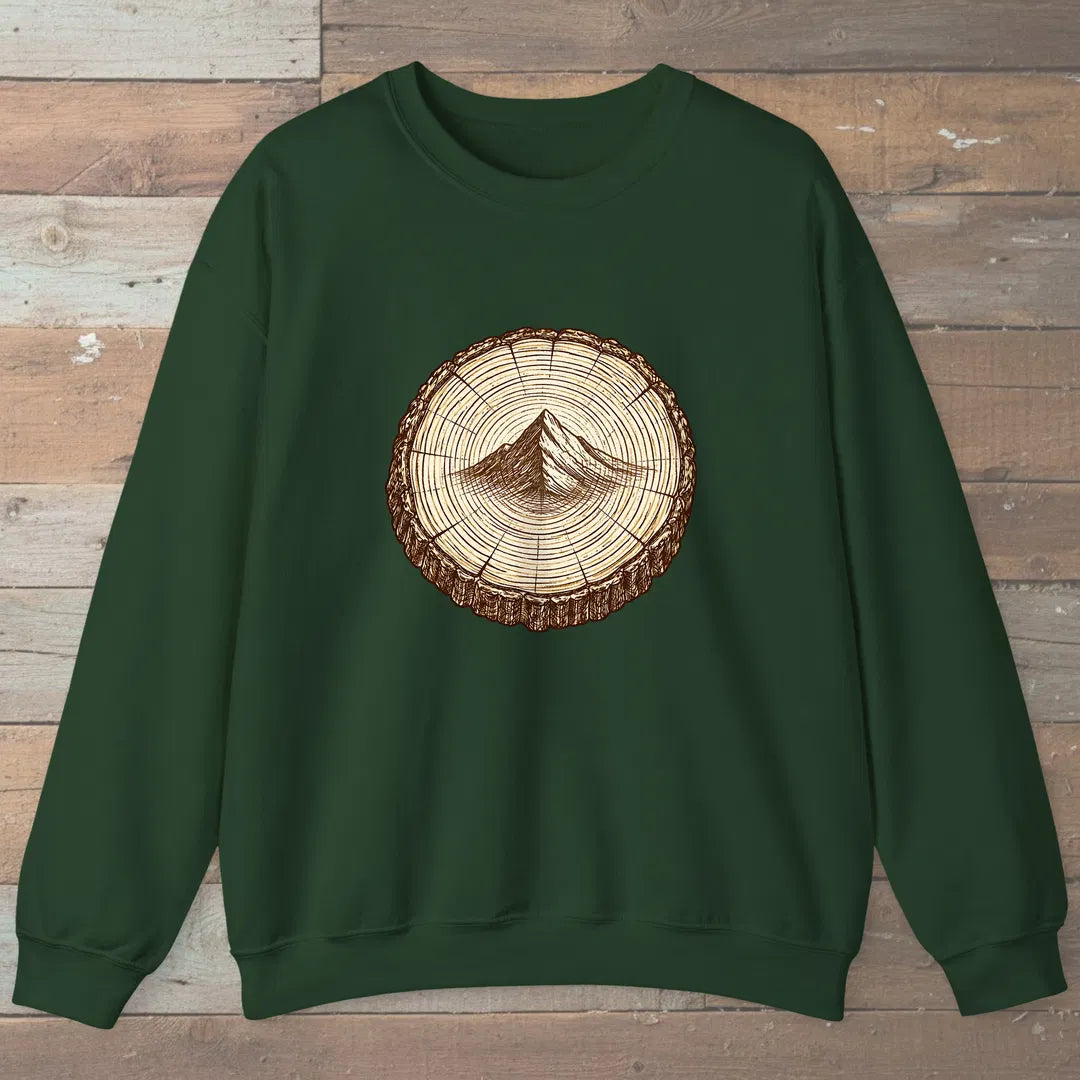 Stump Mountain Sweatshirt Forest Green Outdoor Nature Tee