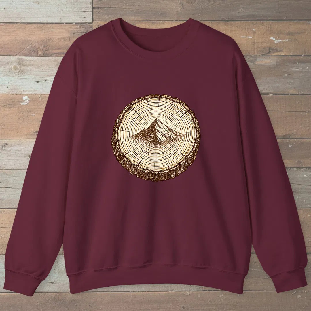 Stump Mountain Sweatshirt Maroon Outdoor Nature Tee