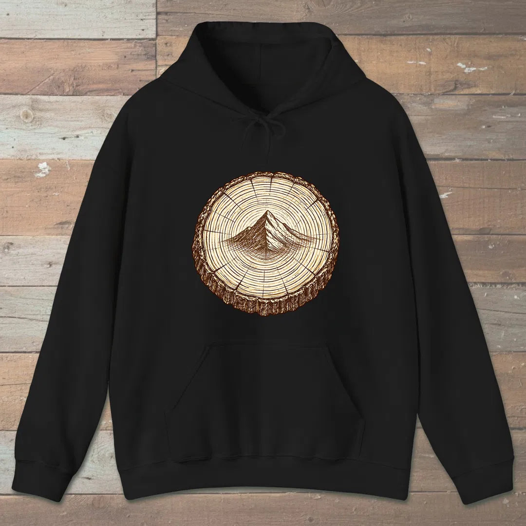 Stump Mountain Hoodie Black Outdoor Nature Tee