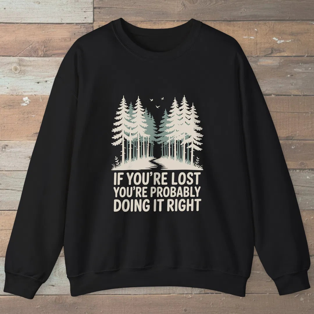 If You Are Lost Sweatshirt Black Outdoor Nature Tee