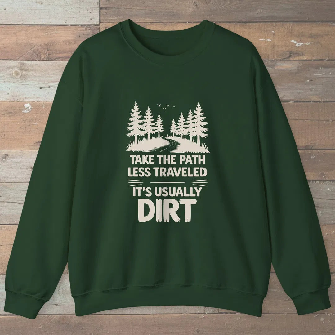 Dirt Path Sweatshirt Forest Green Outdoor Nature Tee
