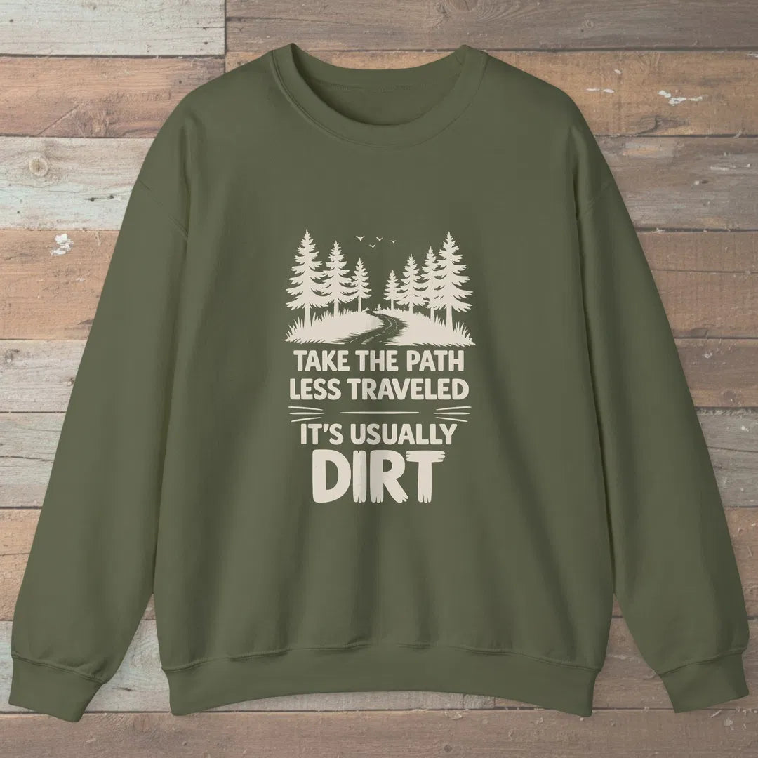 Dirt Path Sweatshirt Military Green Outdoor Nature Tee
