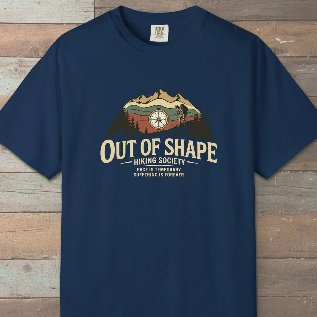 Out Of Shape Hiking Society T-Shirt Navy Outdoor Nature Tee