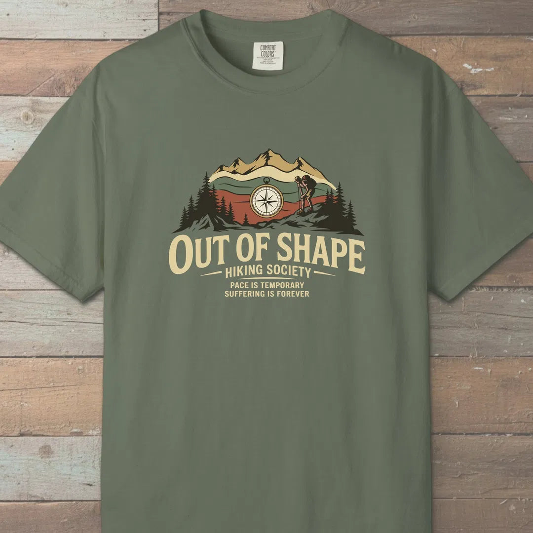 Out Of Shape Hiking Society T-Shirt Moss Outdoor Nature Tee