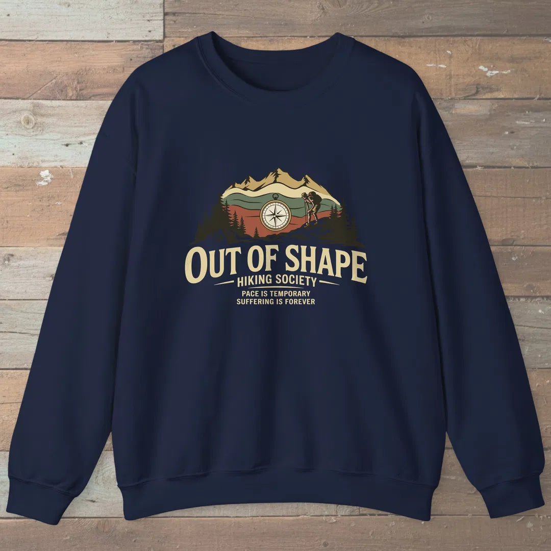 Out Of Shape Hiking Society Sweatshirt Navy Outdoor Nature Tee