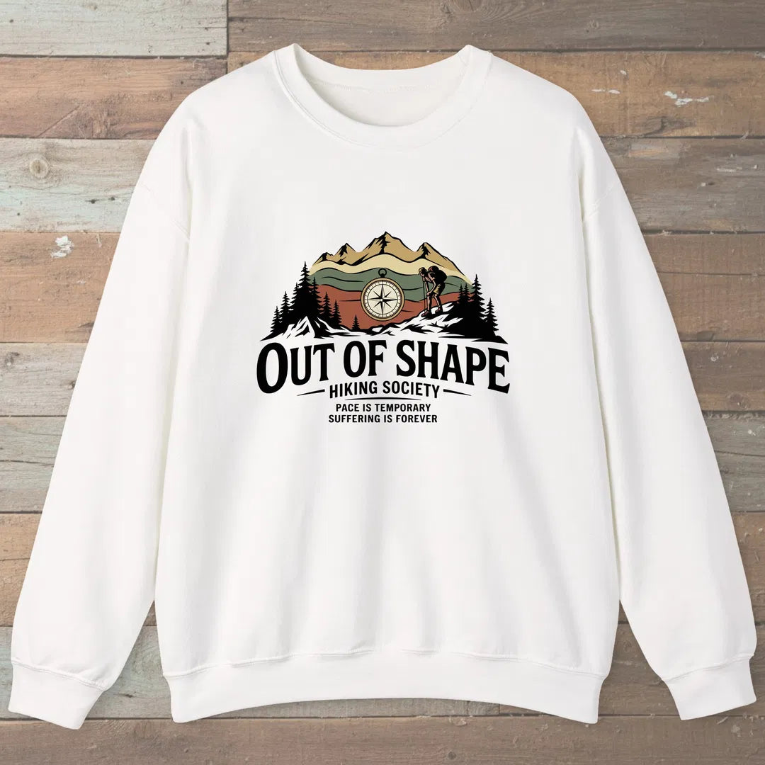 Out Of Shape Hiking Society Sweatshirt White Outdoor Nature Tee