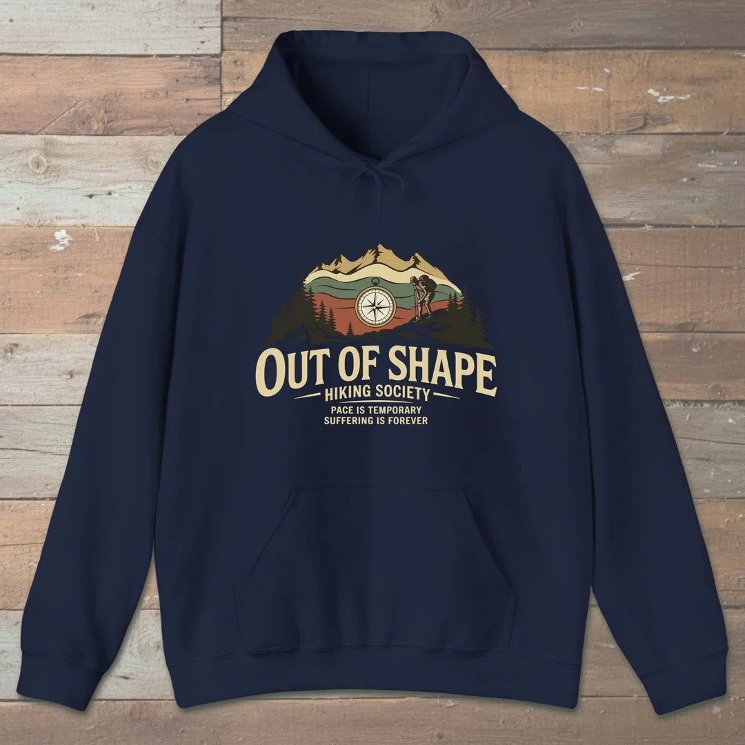 Out Of Shape Hiking Society Hoodie Navy Outdoor Nature Tee