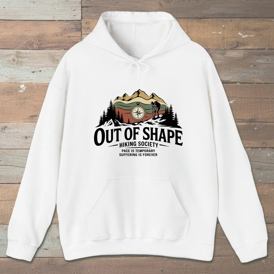 Out Of Shape Hiking Society Hoodie White Outdoor Nature Tee