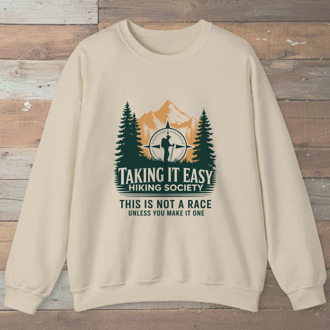 Taking It Easy Hiking Society Sweatshirt Sand Outdoor Nature Tee