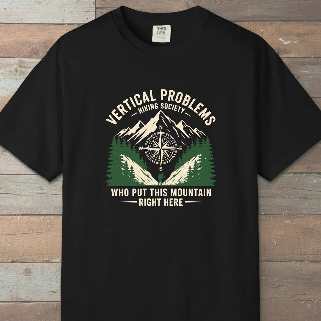 Vertical Problems Hiking Society T-Shirt Black Outdoor Nature Tee