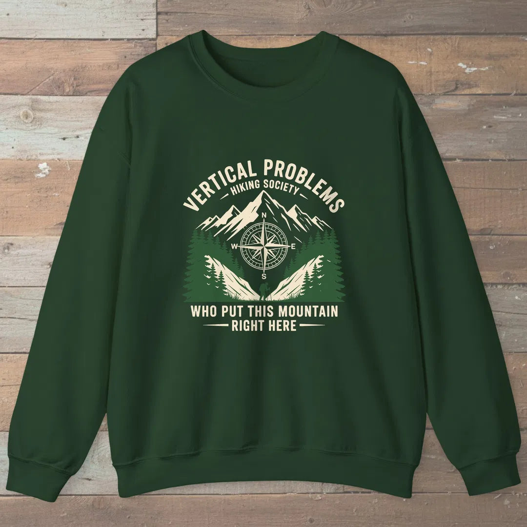 Vertical Problems Hiking Society Sweatshirt Forest Green Outdoor Nature Tee