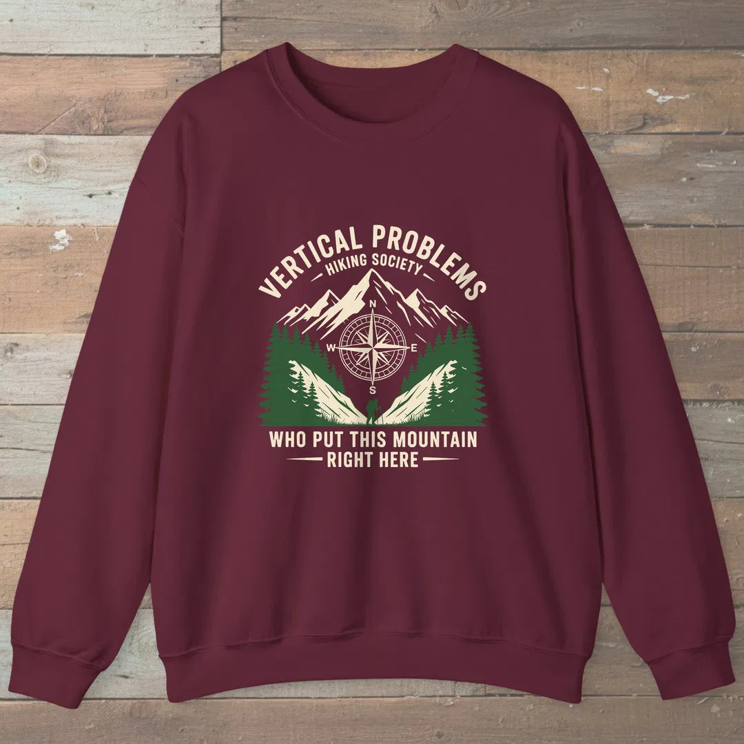 Vertical Problems Hiking Society Sweatshirt Maroon Outdoor Nature Tee
