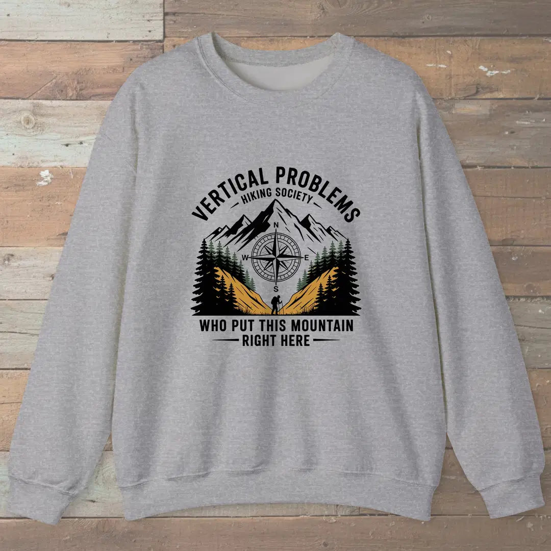 Vertical Problems Hiking Society Sweatshirt Sport Grey Outdoor Nature Tee