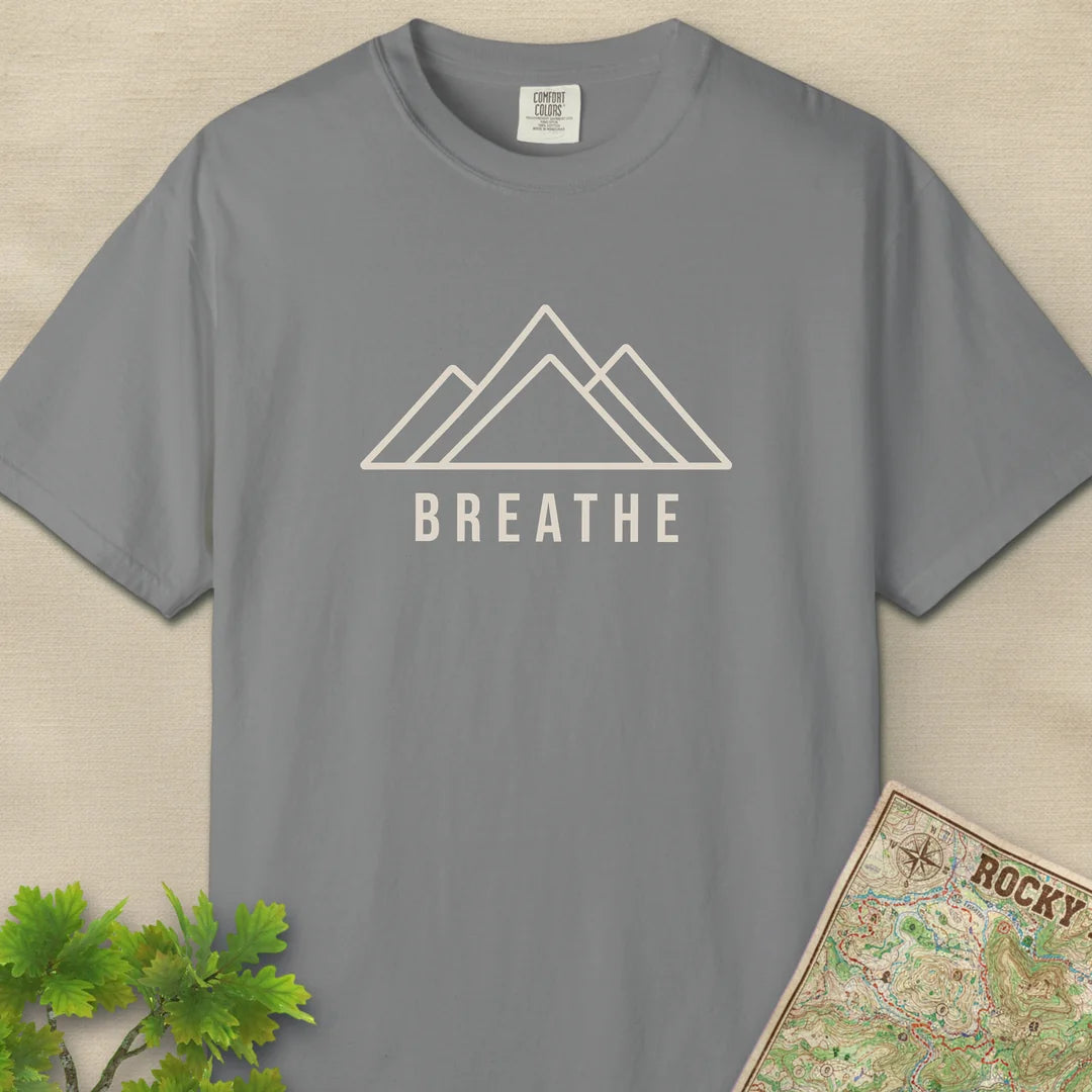 Breathe Mountain T-Shirt Grey Outdoor Nature Tee