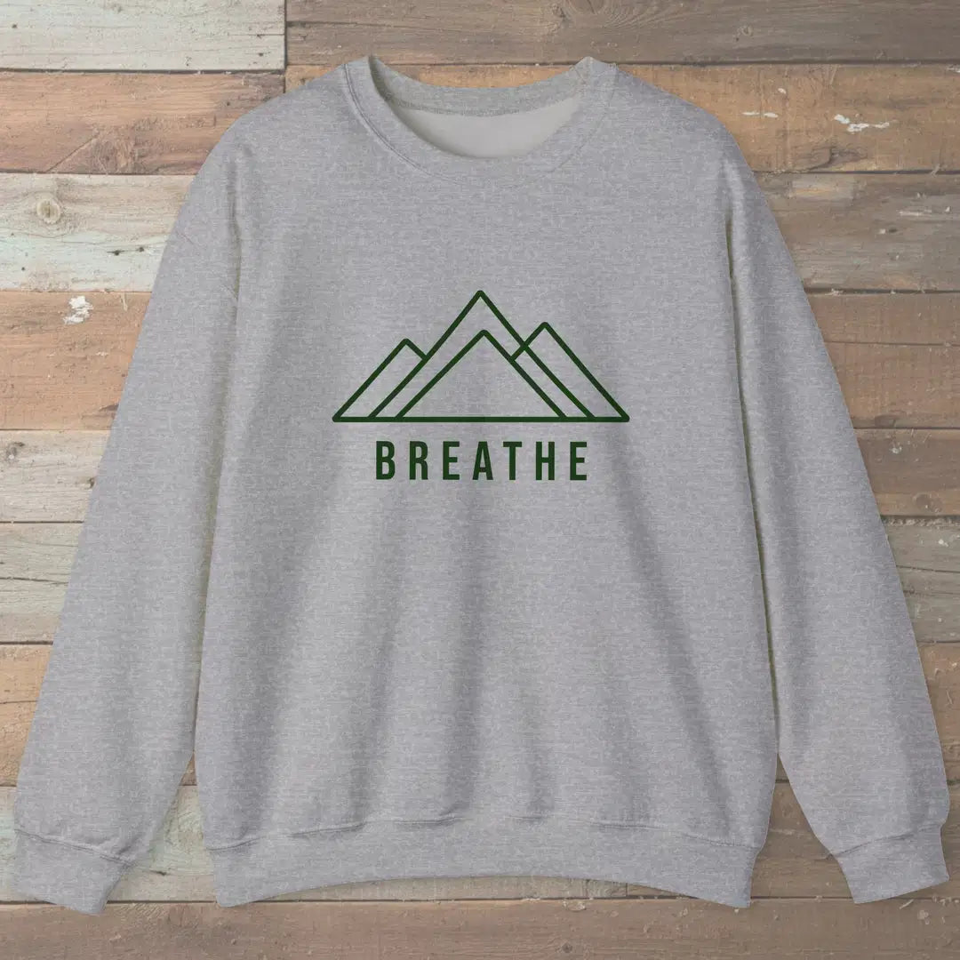 Breathe Mountain Sweatshirt Sport Grey Outdoor Nature Tee