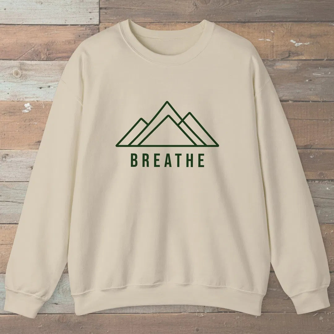 Breathe Mountain Sweatshirt Sand Outdoor Nature Tee