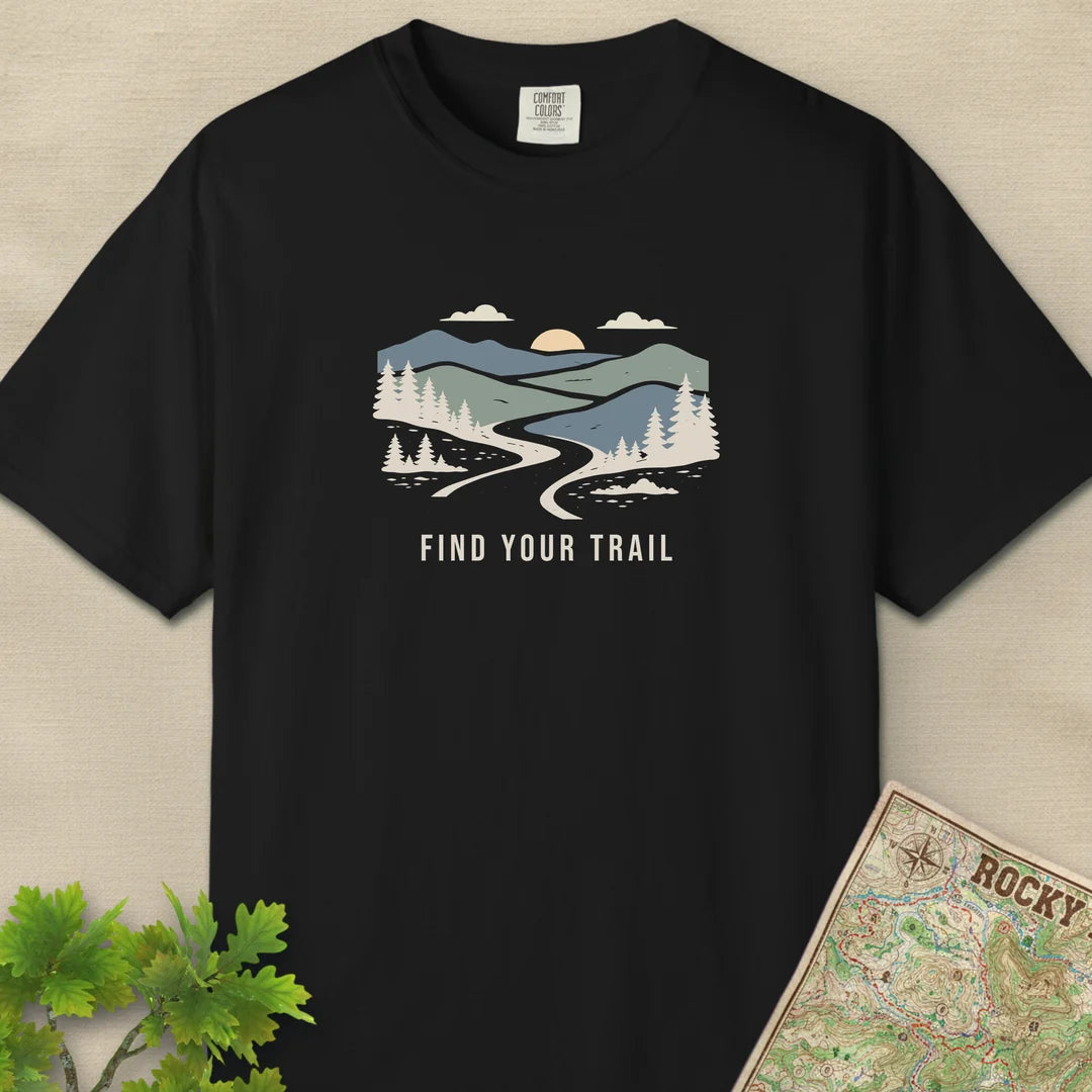 Find Your Trail T-Shirt Black Outdoor Nature Tee