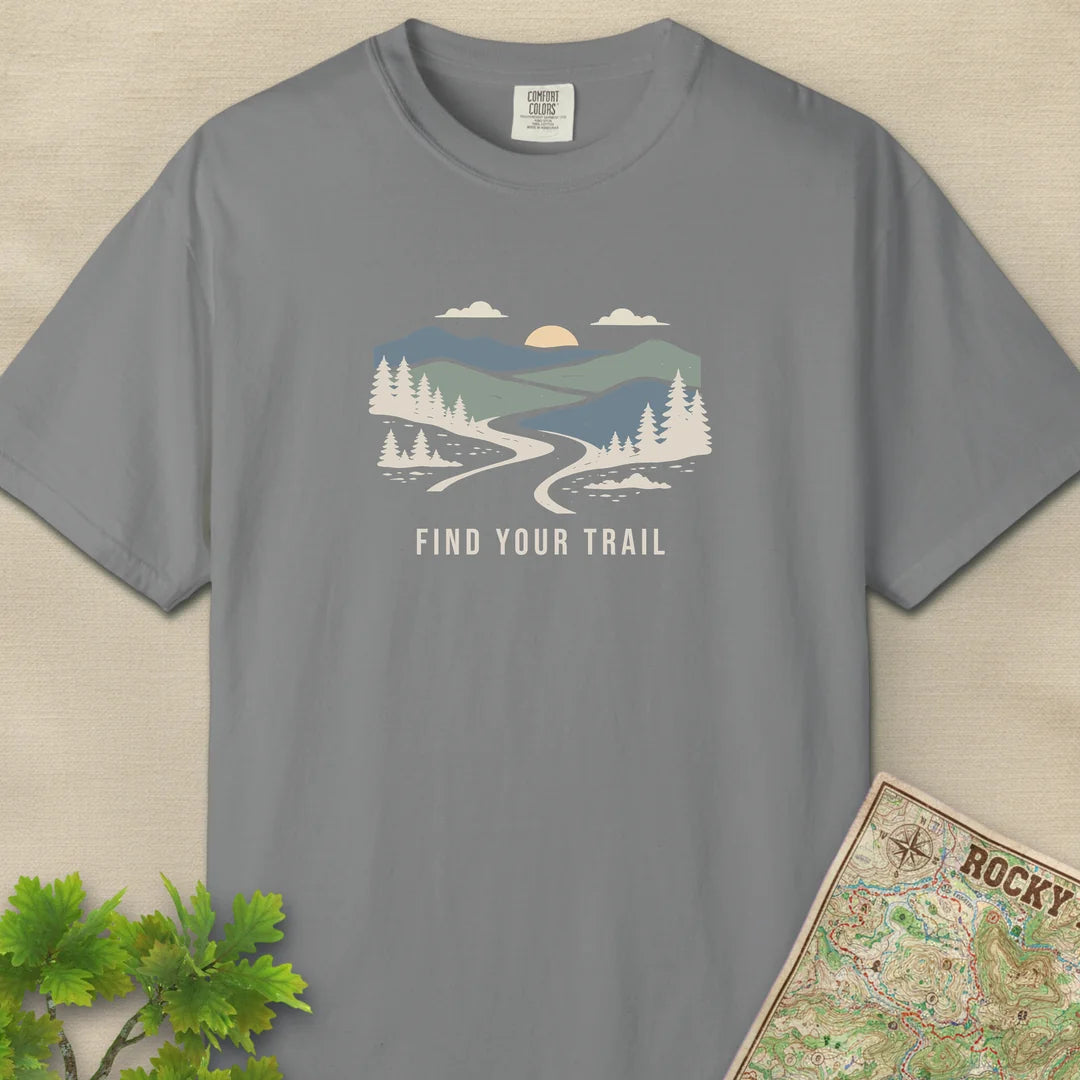 Find Your Trail T-Shirt Grey Outdoor Nature Tee