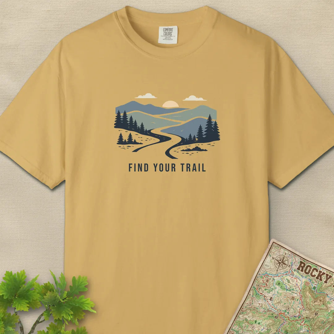 Find Your Trail T-Shirt Mustard Outdoor Nature Tee