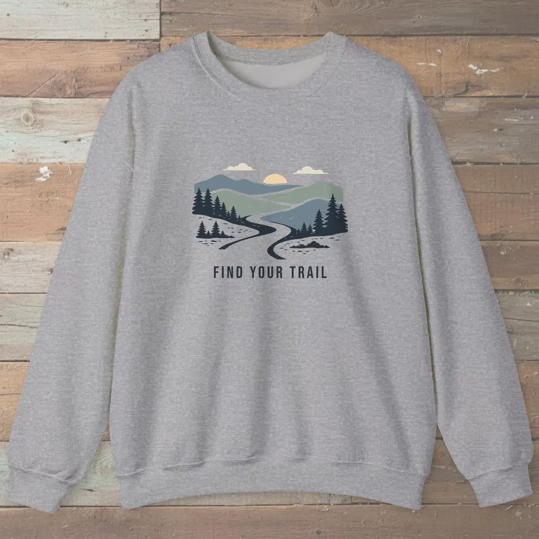 Find Your Trail Sweatshirt Sport Grey Outdoor Nature Tee