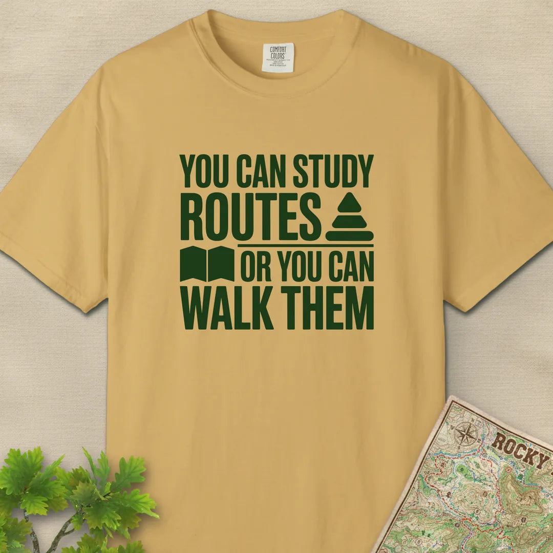 Walk Over Study T-Shirt Mustard Outdoor Nature Tee