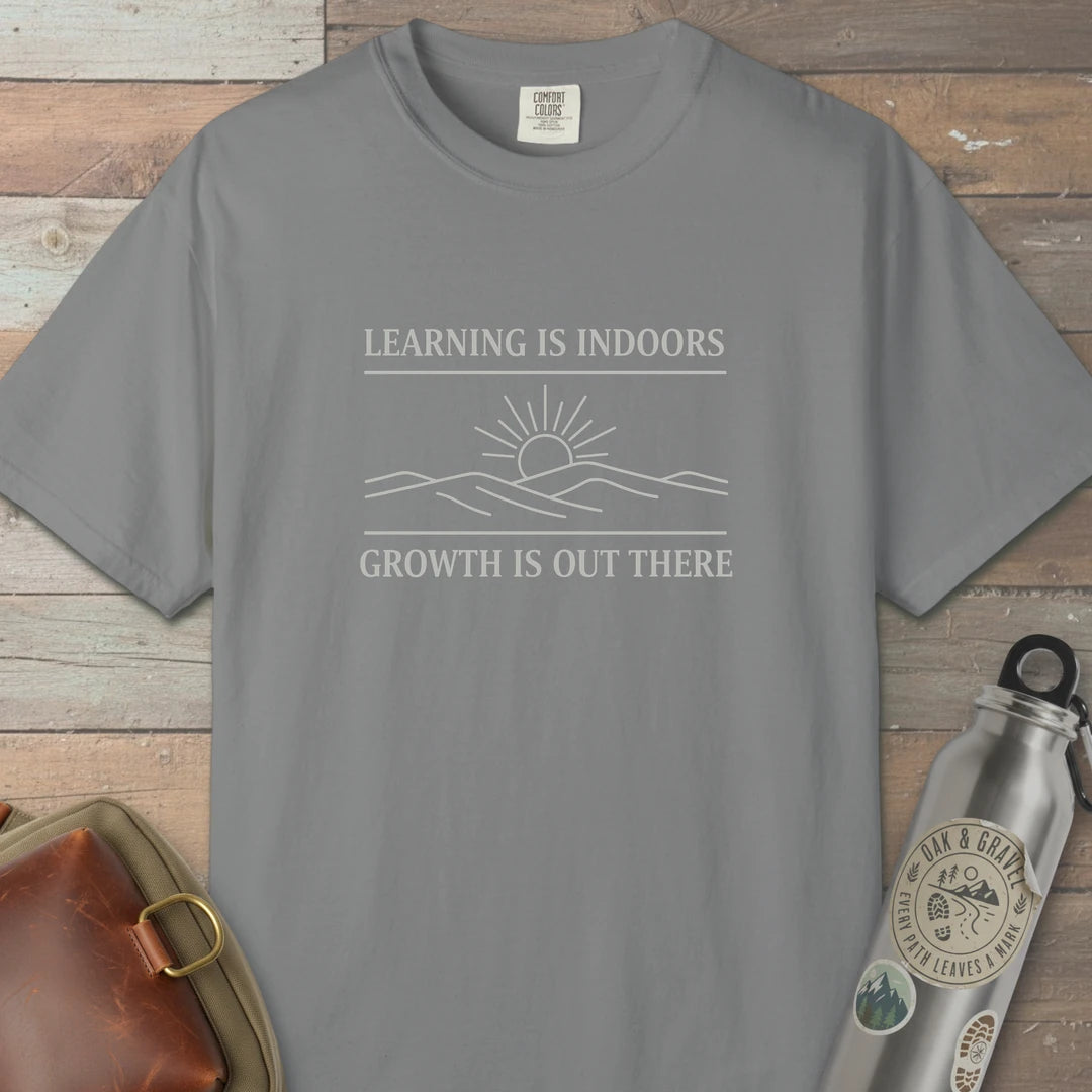 Growth Over Learning T-Shirt Grey Outdoor Nature Tee