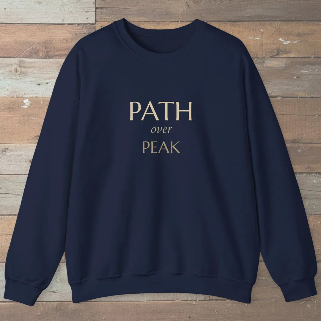 Path Over Peak Sweatshirt Navy Outdoor Nature Tee