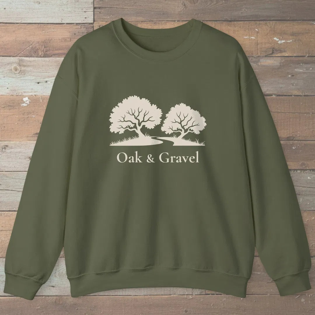 Oak Grove Path Sweatshirt Military Green Outdoor Nature Tee