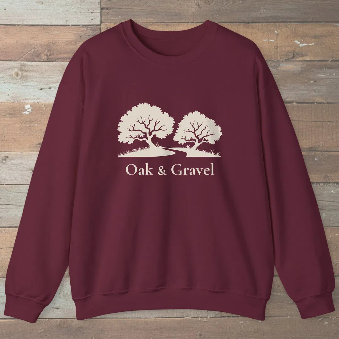 Oak Grove Path Sweatshirt Maroon Outdoor Nature Tee