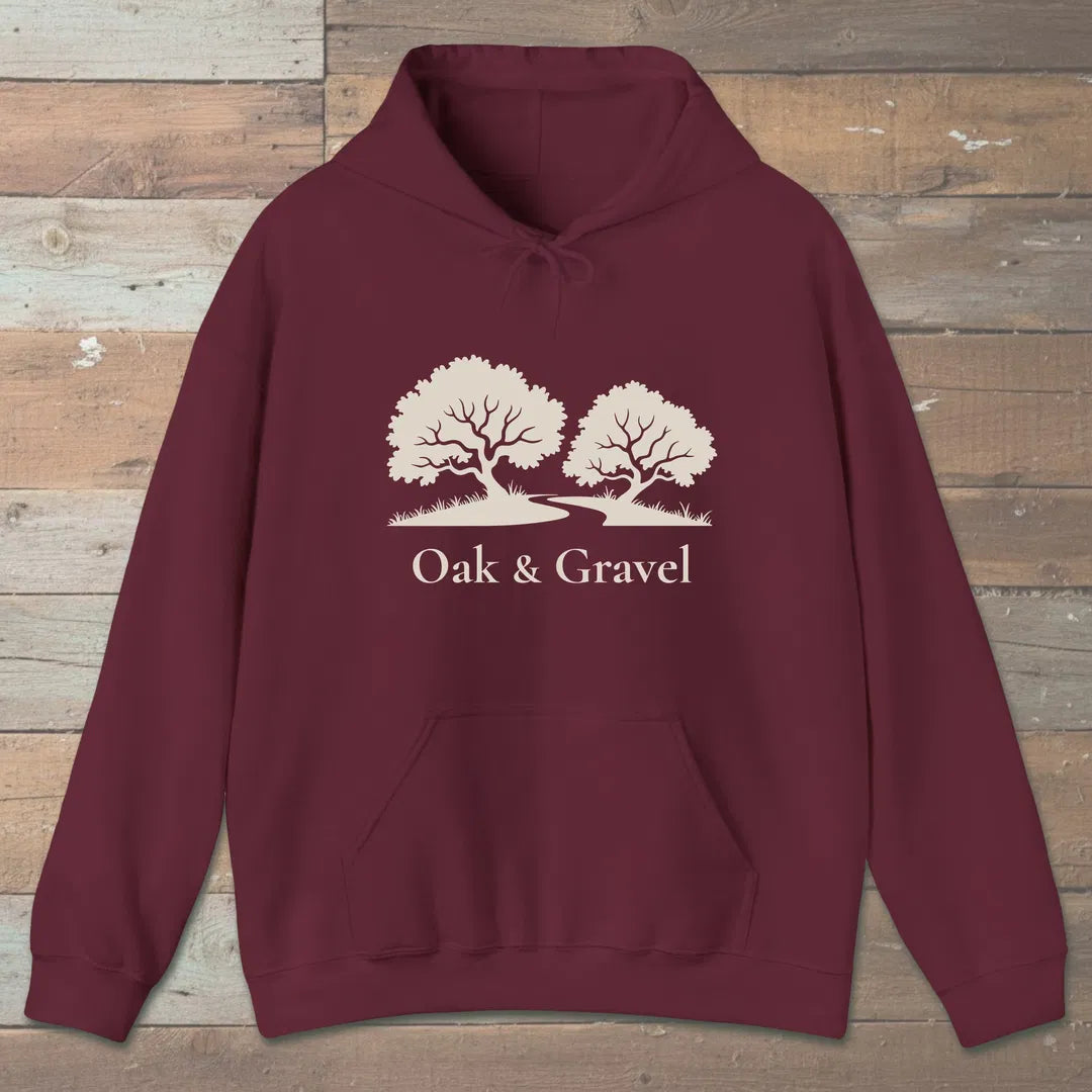 Oak Grove Path Hoodie Maroon Outdoor Nature Tee