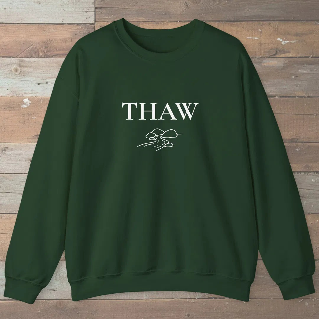 Thaw River Path Sweatshirt Forest Green Outdoor Nature Tee