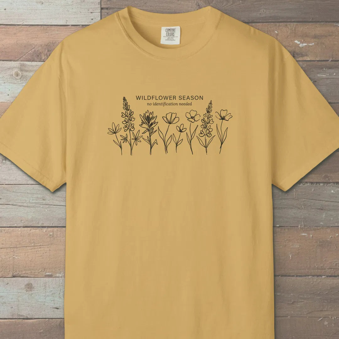 Wildflower Quiet T-Shirt Mustard Outdoor Nature Tee