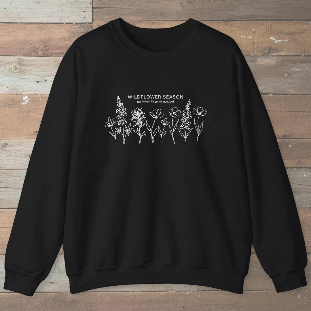 Wildflower Quiet Sweatshirt Black Outdoor Nature Tee