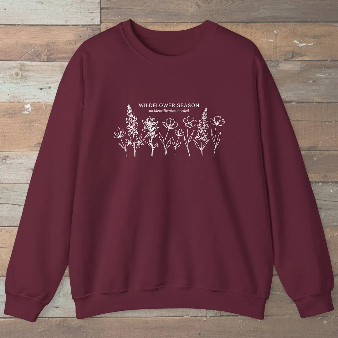Wildflower Quiet Sweatshirt Maroon Outdoor Nature Tee