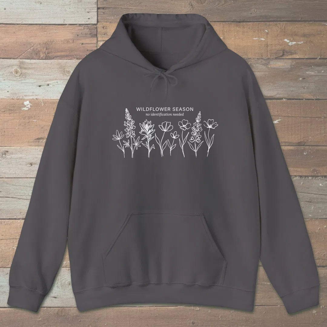 Wildflower Quiet Hoodie Charcoal Outdoor Nature Tee