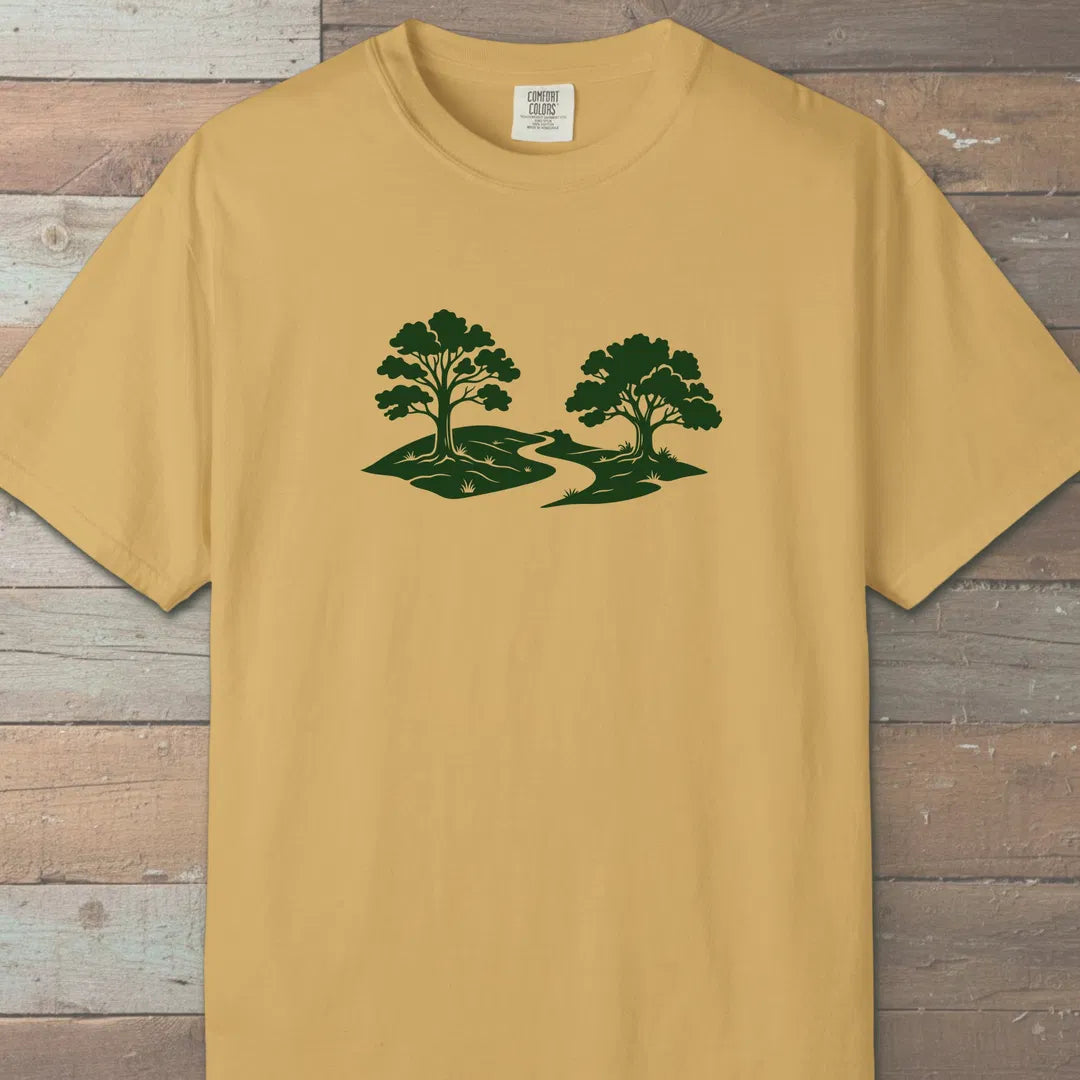 Still Grove Path T-Shirt Mustard Outdoor Nature Tee