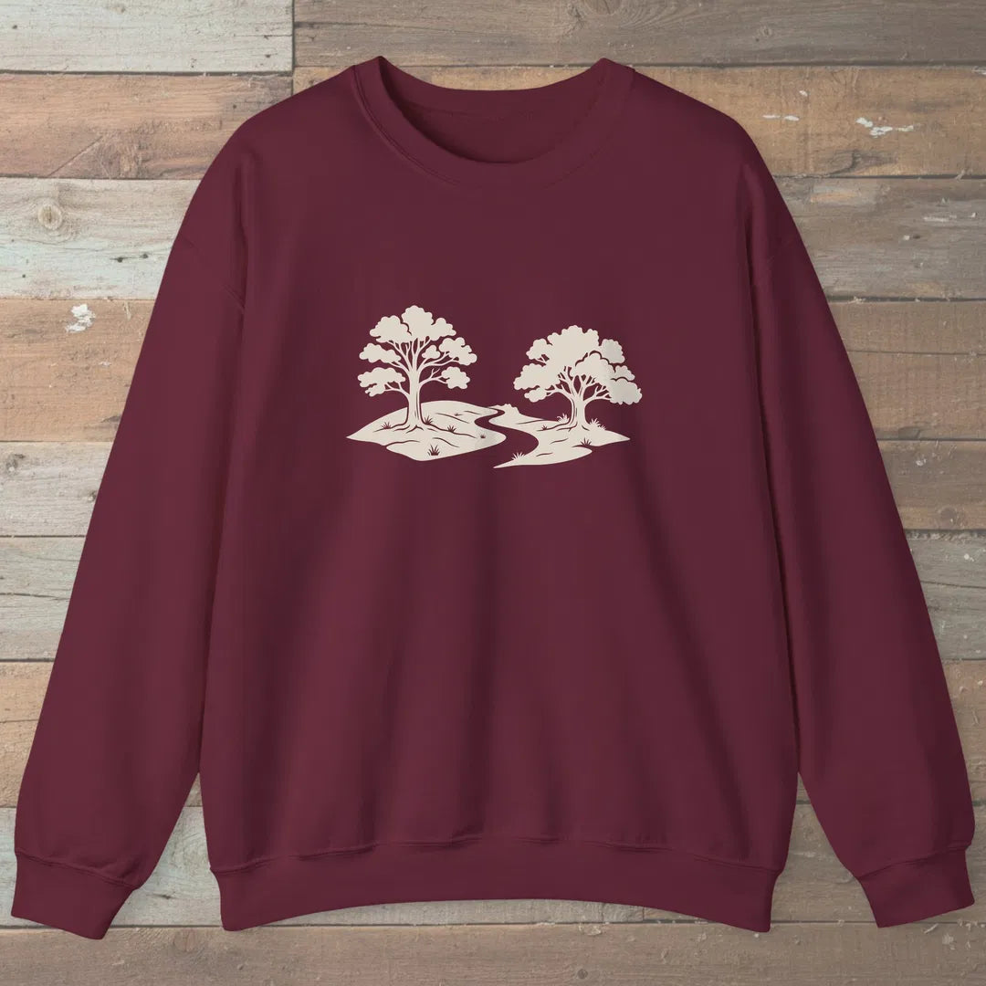 Still Grove Path Sweatshirt Maroon Outdoor Nature Tee