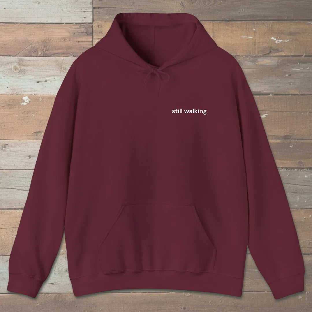 Still Walking Hoodie Maroon Outdoor Nature Tee