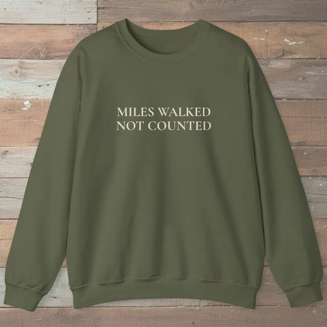 Miles Uncounted Sweatshirt Military Green Outdoor Nature Tee