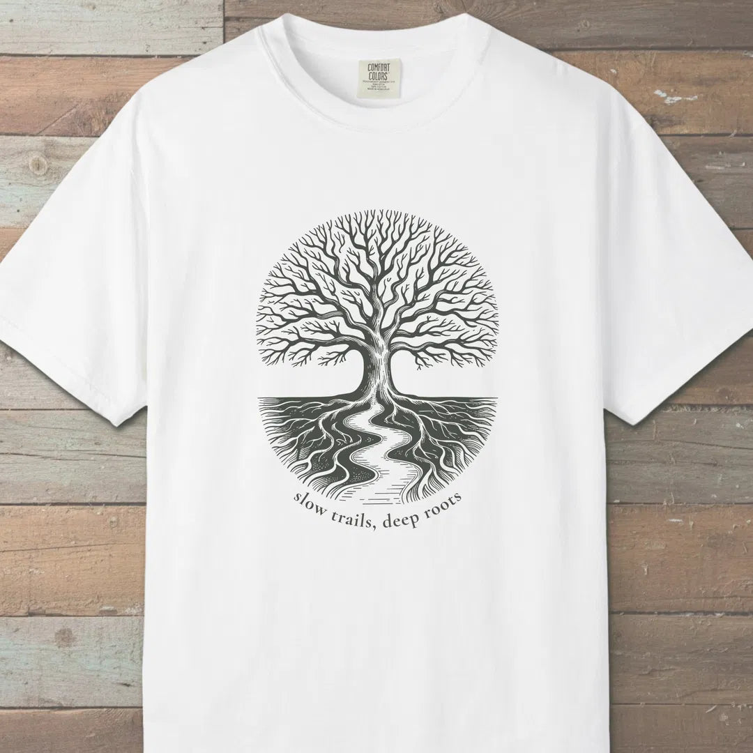 Slow Trails Grove T-Shirt White Outdoor Nature Tee