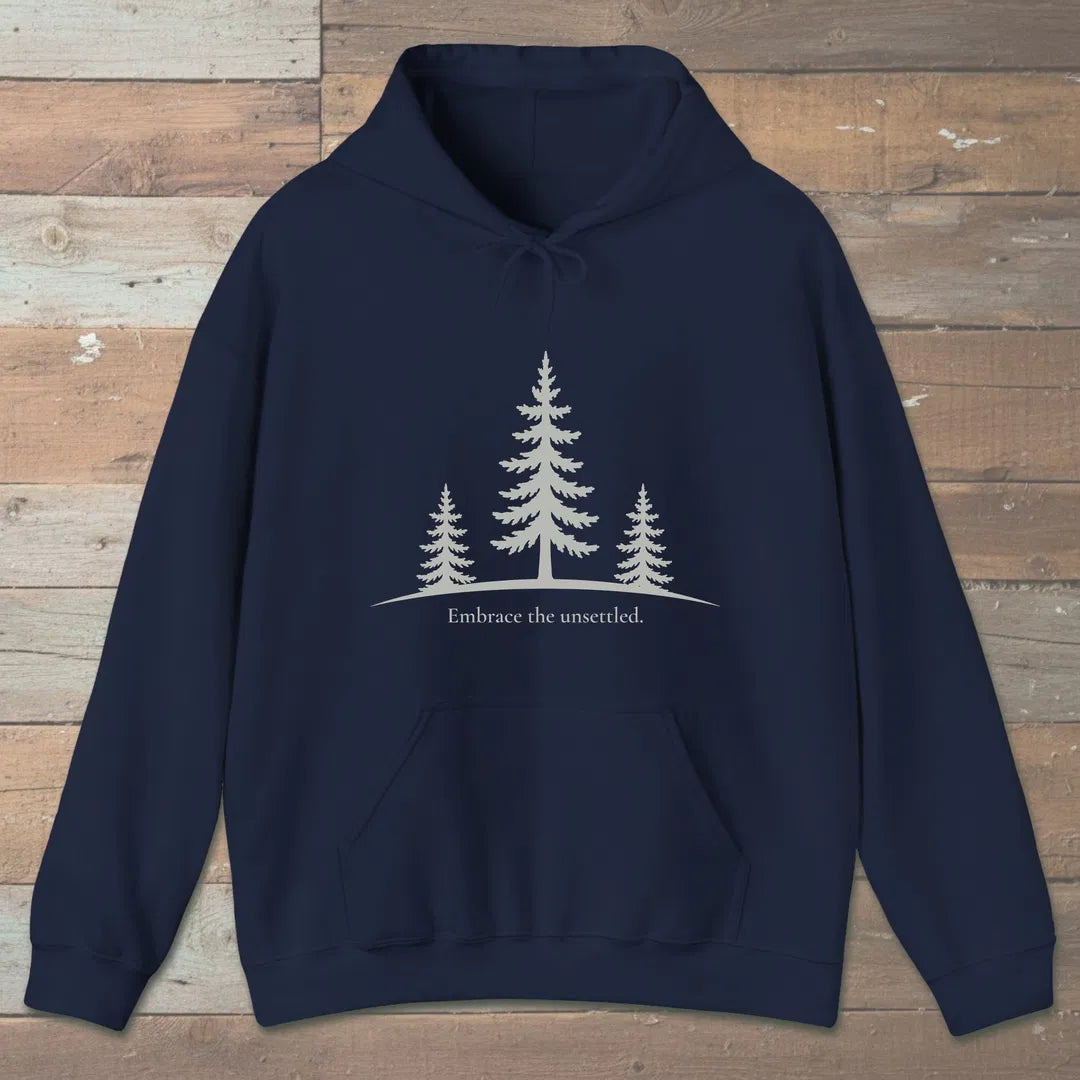 Embrace The Unsettled Hoodie Navy Outdoor Nature Tee
