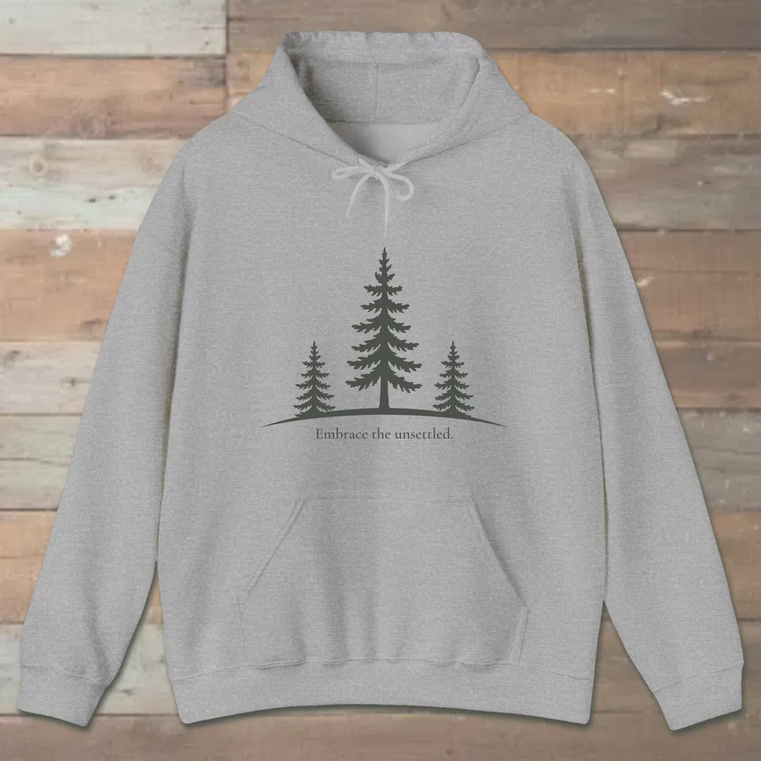 Embrace The Unsettled Hoodie Sport Grey Outdoor Nature Tee