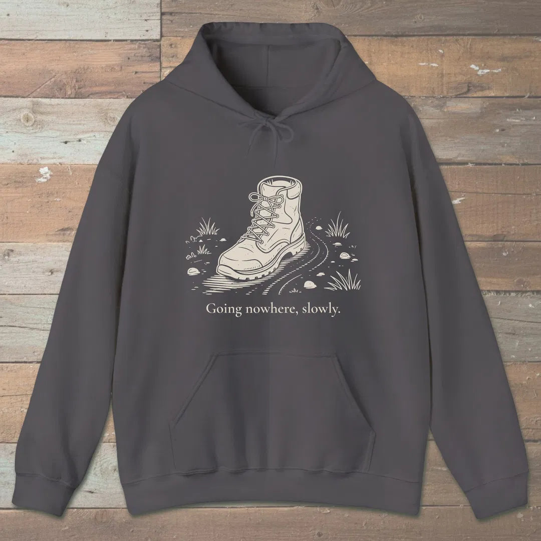 Going Nowhere Slowly Hoodie Charcoal Outdoor Nature Tee