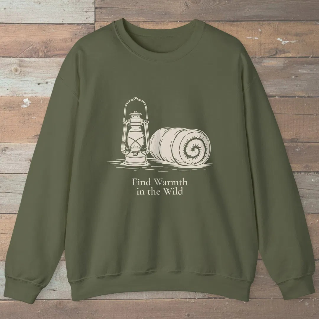 Wild Warmth Sweatshirt Military Green Outdoor Nature Tee