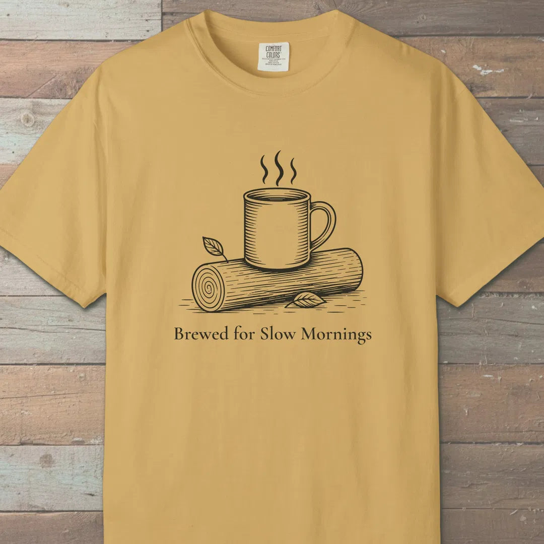 Slow Mornings T-Shirt Mustard Outdoor Nature Tee