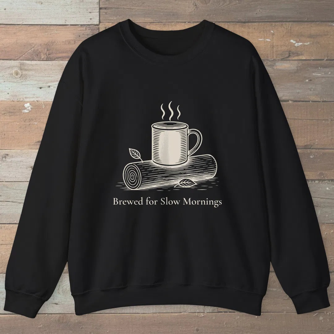 Slow Mornings Sweatshirt Black Outdoor Nature Tee