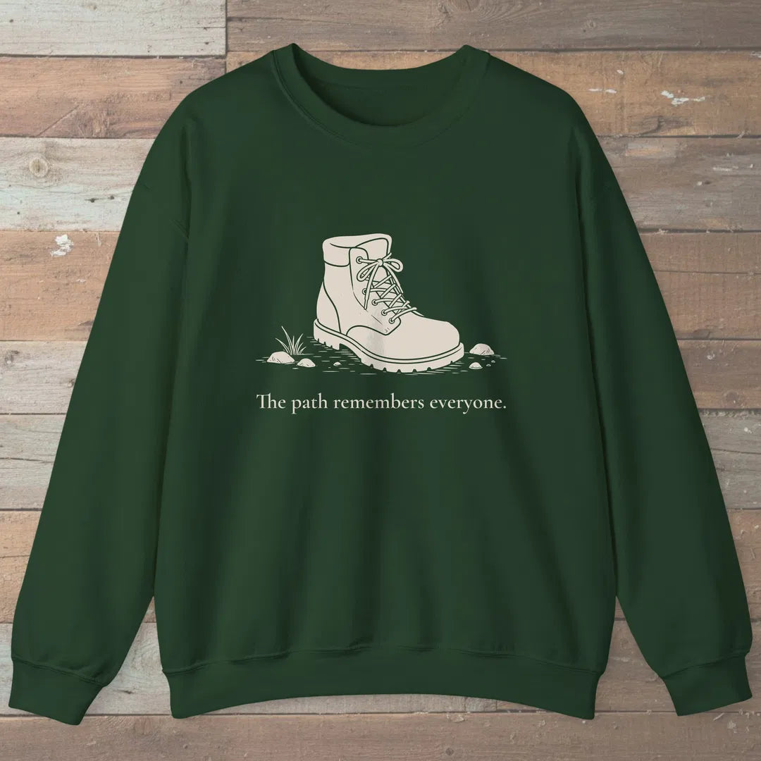 Path Remembers Sweatshirt Forest Green Outdoor Nature Tee