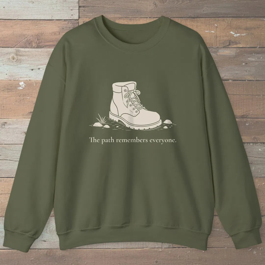 Path Remembers Sweatshirt Military Green Outdoor Nature Tee