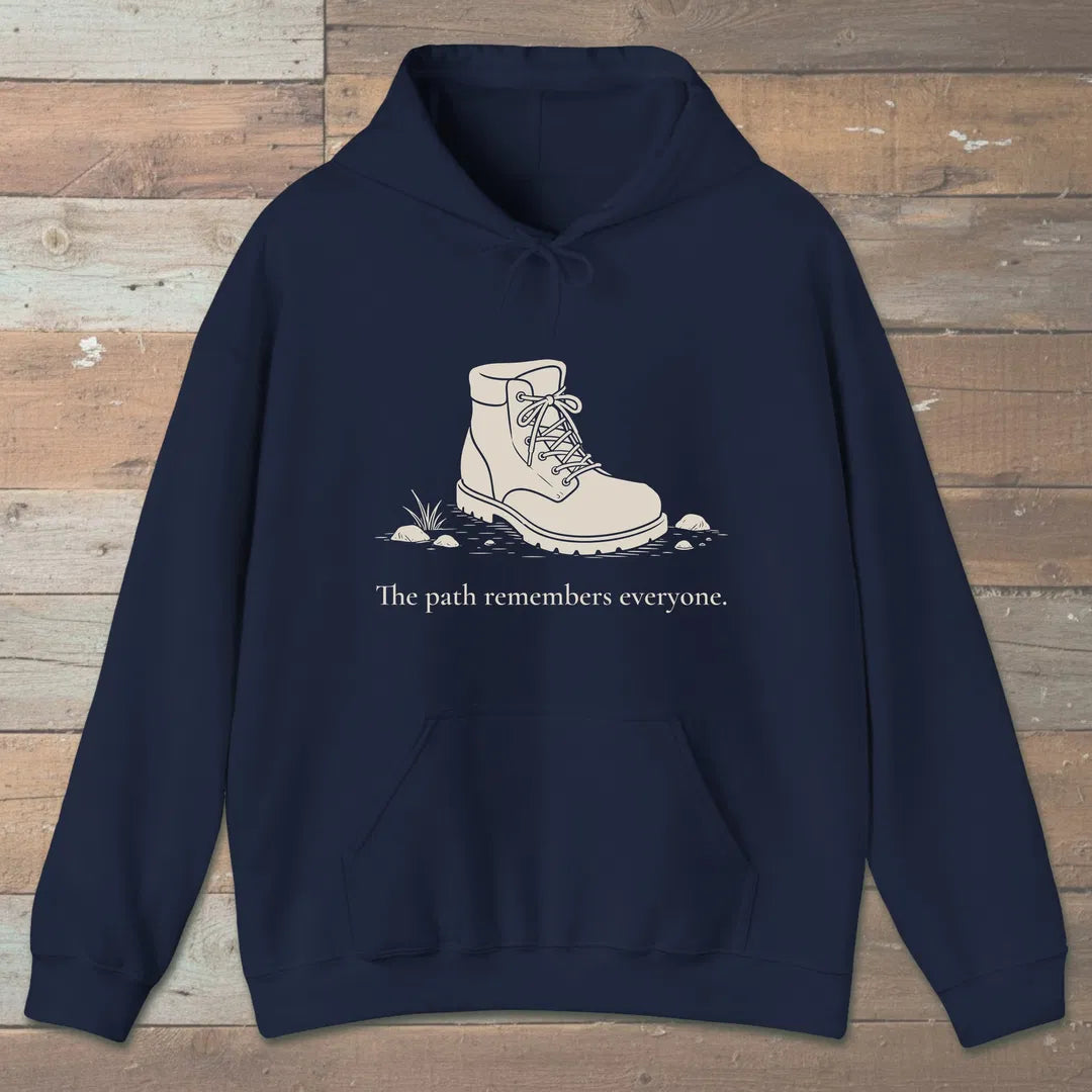 Path Remembers Hoodie Navy Outdoor Nature Tee