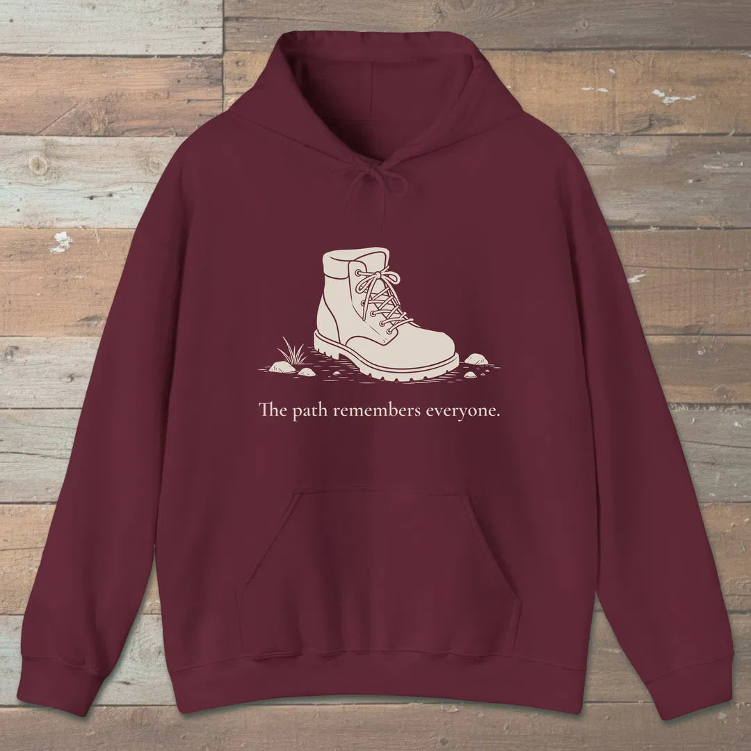 Path Remembers Hoodie Maroon Outdoor Nature Tee